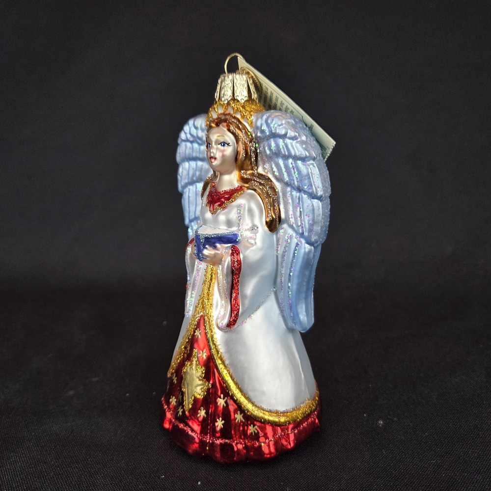 Choir Angel 10230 - Old World Christmas White Red Blown Glass Ornament - Picture 3 of 10
